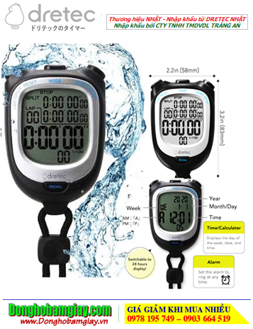 DRETEC SW-122BK, Đồng hồ bấm giờ 100 laps DRETEC SW-122BK chính hãng